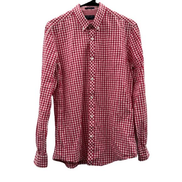Sfera Men Pink‎ & White Plaid Print Long Sleeve Button Down Shirt Size M - Picture 1 of 8